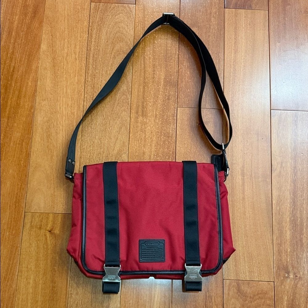 Coach Red Nylon‎ Leather Messenger Bag